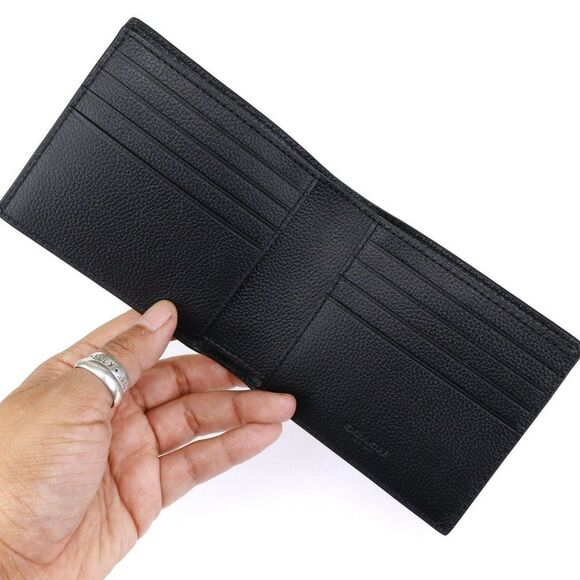 Coach Men's Sport Calf Leather Bifold Wallet  in Black - Picture 1 of 7